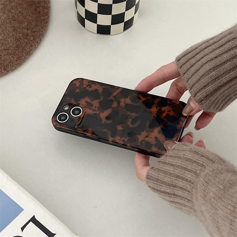 Vintage Tortoiseshell Pattern Phone Case for iPhone 15 14 13 Pro Max Shockproof Protective Cover