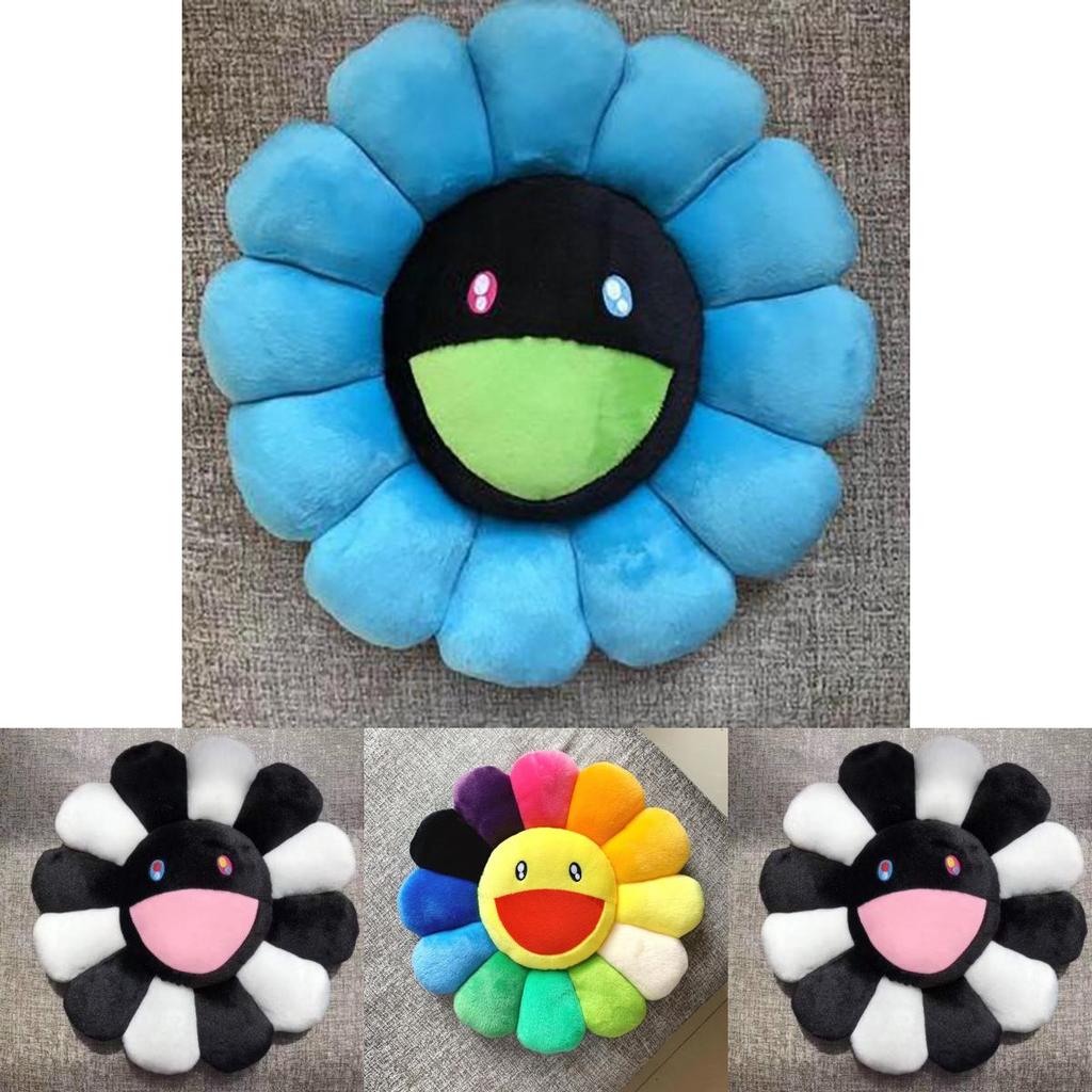 Разноцветная 40 см Подушка Плюшевая Радужный Цветок Такаси Мураками С Улыбающимися Лицами