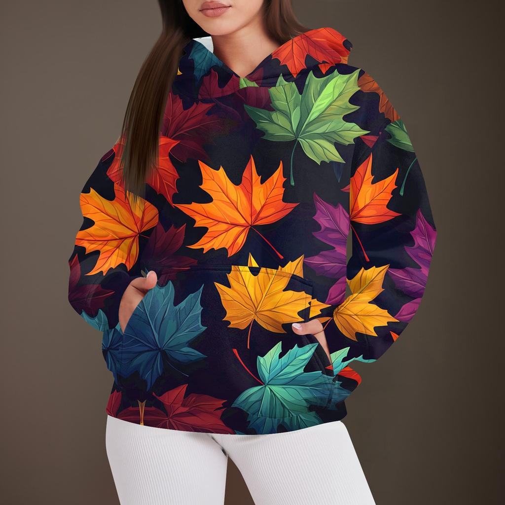 Women's Fashion Casual Pullover Hooded Sweatshirt  Printed Long Sleeve Sweatshirt