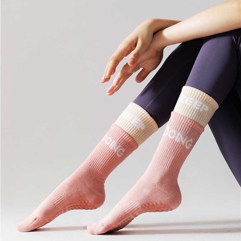 Женские носки для йоги, нескользящие носки для бега, женские компрессионные носки для спортзала, спортивные хлопковые милые забавные носки с напуском, новинка