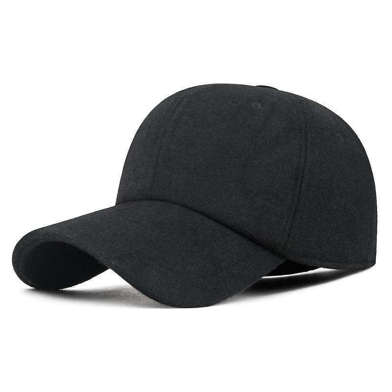 Winter Wool Felt Hat Adjustable Back Closure Cotton Cap Windproof Ear Protection Fleece Lined Warm Plain