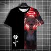 Summer Anime Girls Rose 3D Print T-Shirts Streetwear Men Fashion Oversized O-Neck Short Sleeved T Shirt Tees Tops Clothing