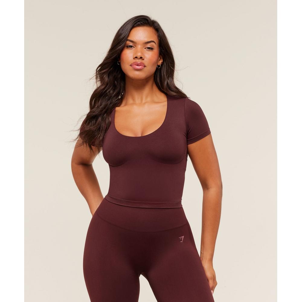 Gymshark SofT SculpT T shirT wiTh Shelf Rich Maroon B4c4q Nbzq