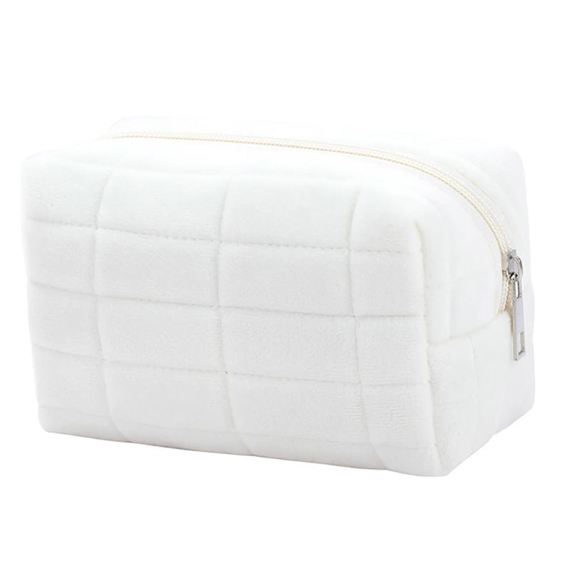 Милая меховая косметичка для женщин на молнии, большая однотонная косметичка, дорожные косметички, милая мини-сумка для туалетных принадлежностей на молнии