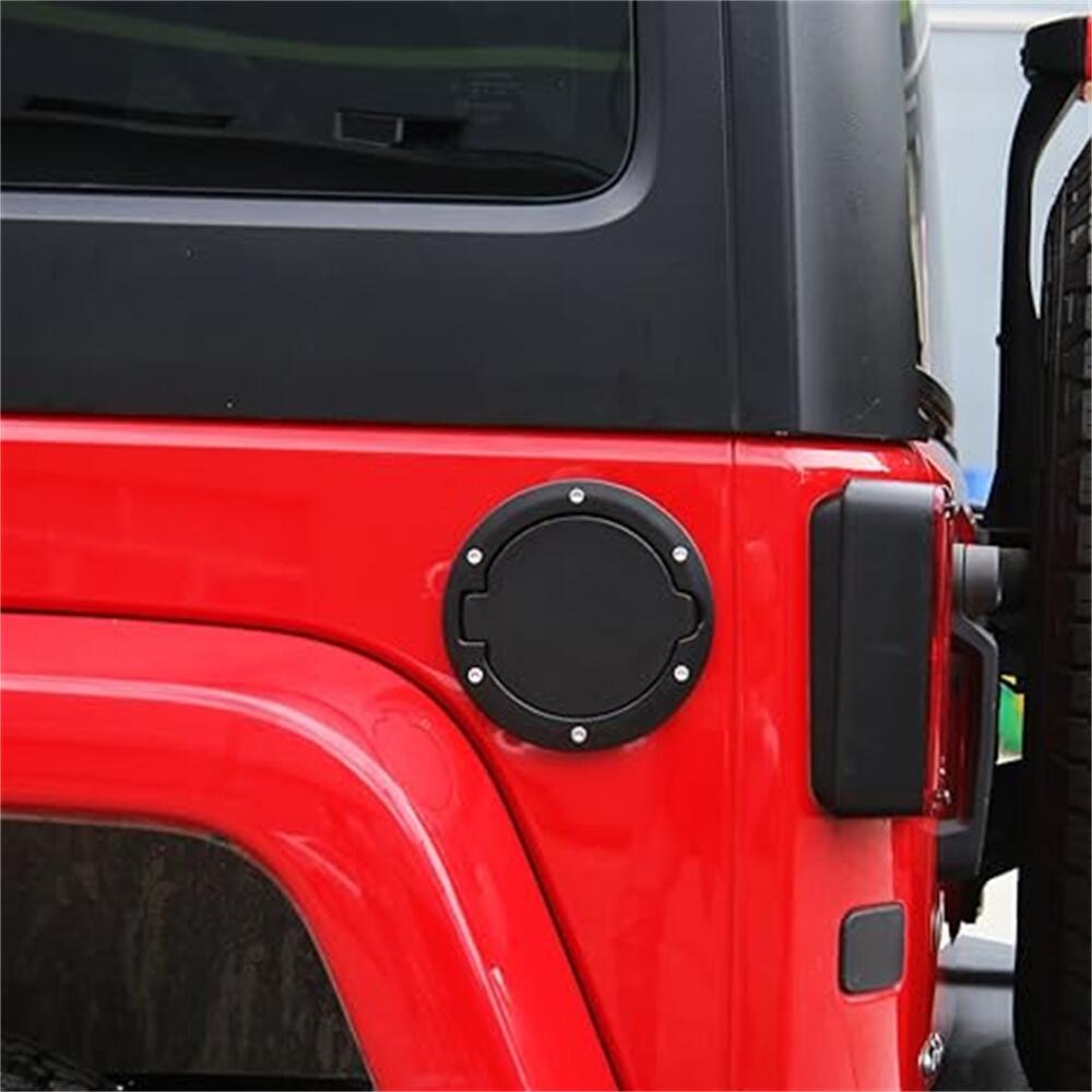 Black Aluminum ABS Fuel Filler Door Cover with Lock Gas Tank Cap for Jeep Wrangler JK 2007-2017 2018 Car Decoration Accessories