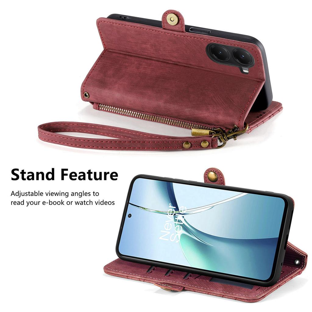 For Xiaomi Poco X7 Pro 5G Zipper Wallet Case Geometry Lines Leather Phone Cover with Strap