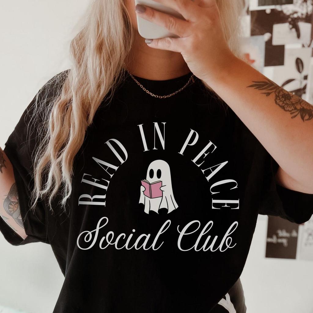 Comfort Colors Read in Peace Shirt and kids tshirt: Bookish Ghost Halloween Tee