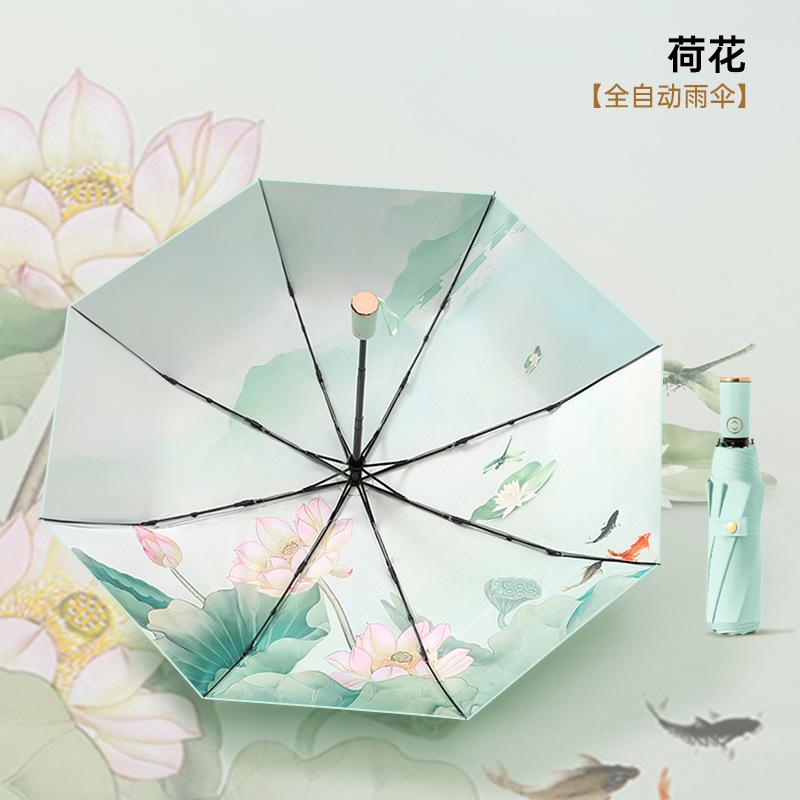 Новый зонт от солнца и солнцезащитный автоматический складной зонт женский для погоды и дождя двойного назначения солнцезащитный с защитой от УФ-лучей ретро трехсекционный зонт