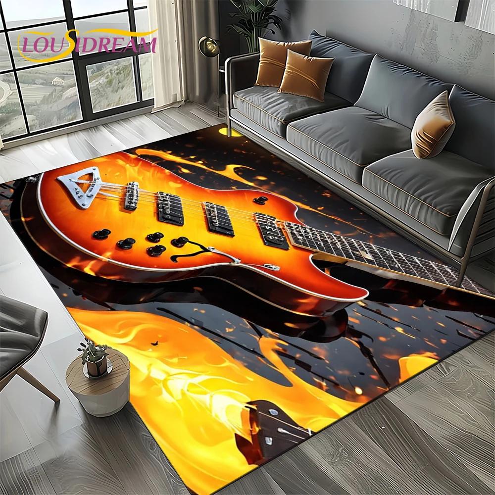 27 Style New Skull Electric Guitar Classical Guitar Carpet Rug for Living Room Bedroom Home Sofa,kid Area Rug Non-slip Floor Mat