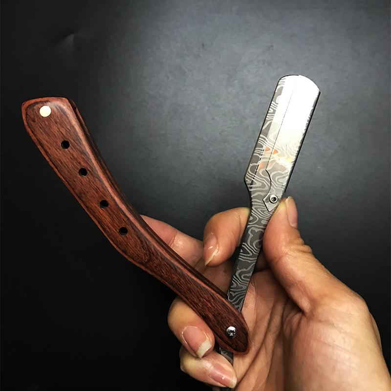1 шт. Деревянная профессиональная ручная бритва с прямым лезвием из нержавеющей стали, острая парикмахерская бритва, складной бритвенный инструмент для стрижки бороды