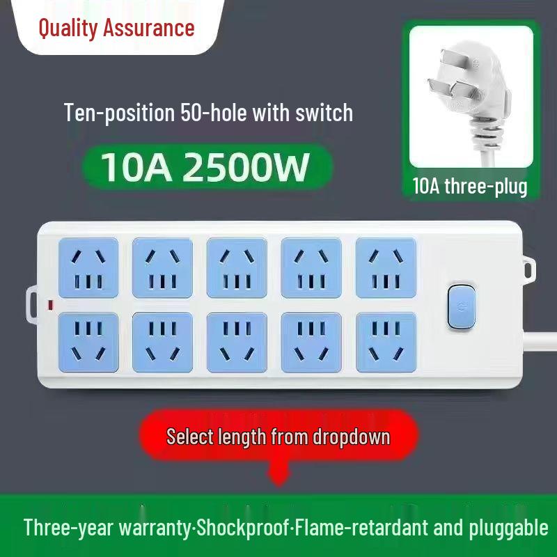 Genuine Pure Copper Wireless Power Strip Extension Cord for Household or Dormitory Use.