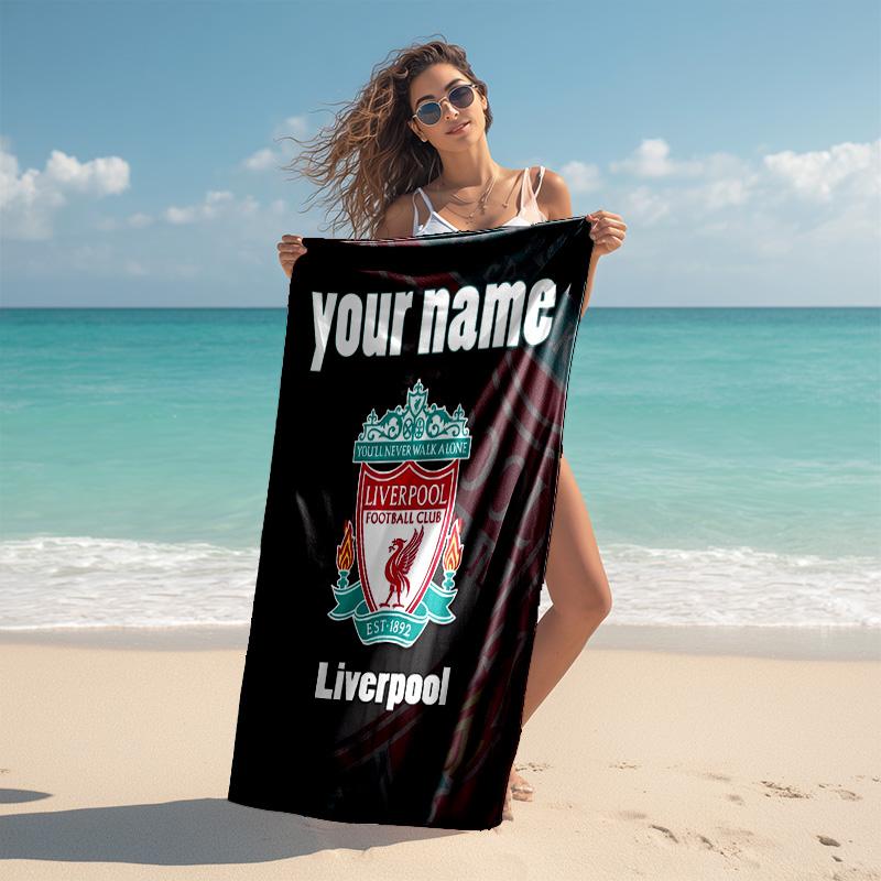 Personalized customized proof beach towel with Liverpool FC logo pattern - soft, absorbent,quick-drying,perfect