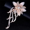 Fashionable Opal Stone Flower Brooch Pin Women Garment Accessories Jewelry Brooch Rhinestone Pin