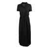 Black Belted Long Shirt Dress with Front Slit Woman