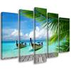 Five Piece Picture Canvas Print Tropical Beach