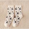 3 Pairs Cute Cow Spots Print Sock Thickened Warm Coral Fleece Women's Socks