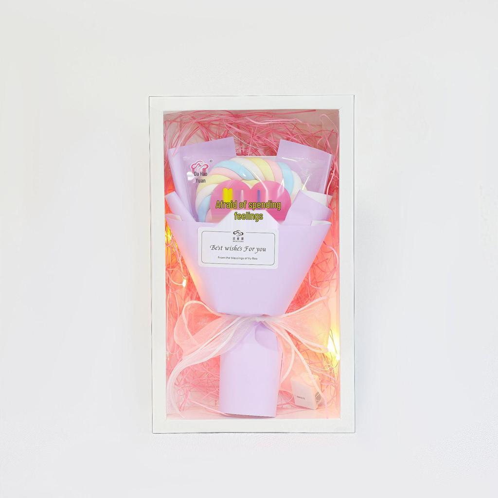Heart-Shaped Cotton Candy Lollipops - Colorful Children's Day Gift Snacks
