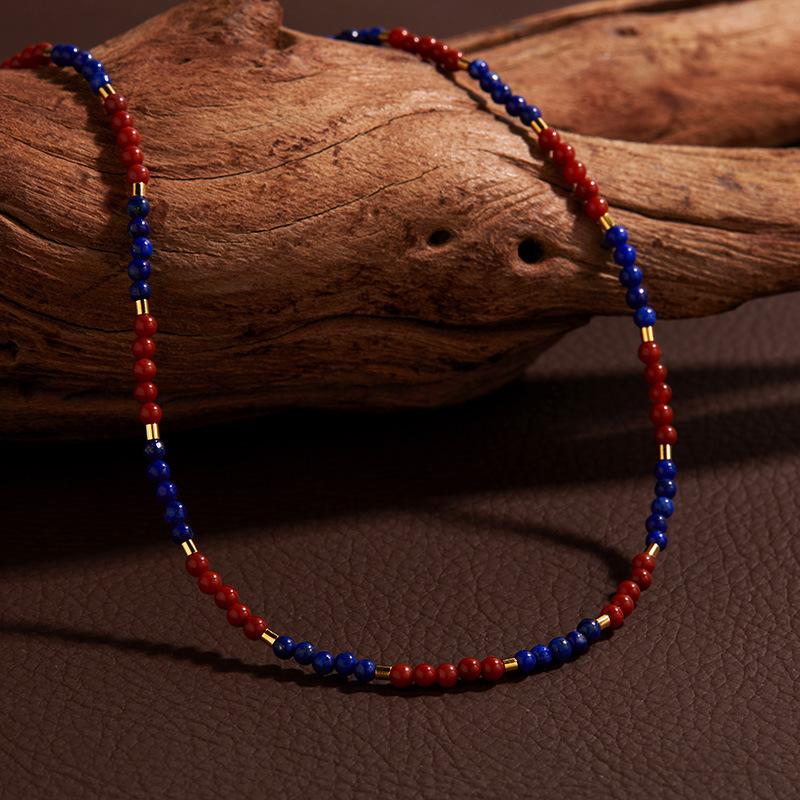 Fashion Color Handmade String S925 Sterling Silver Natural Blue Gold Malachite Nanhong Agate Color Treasure Bracelet Women