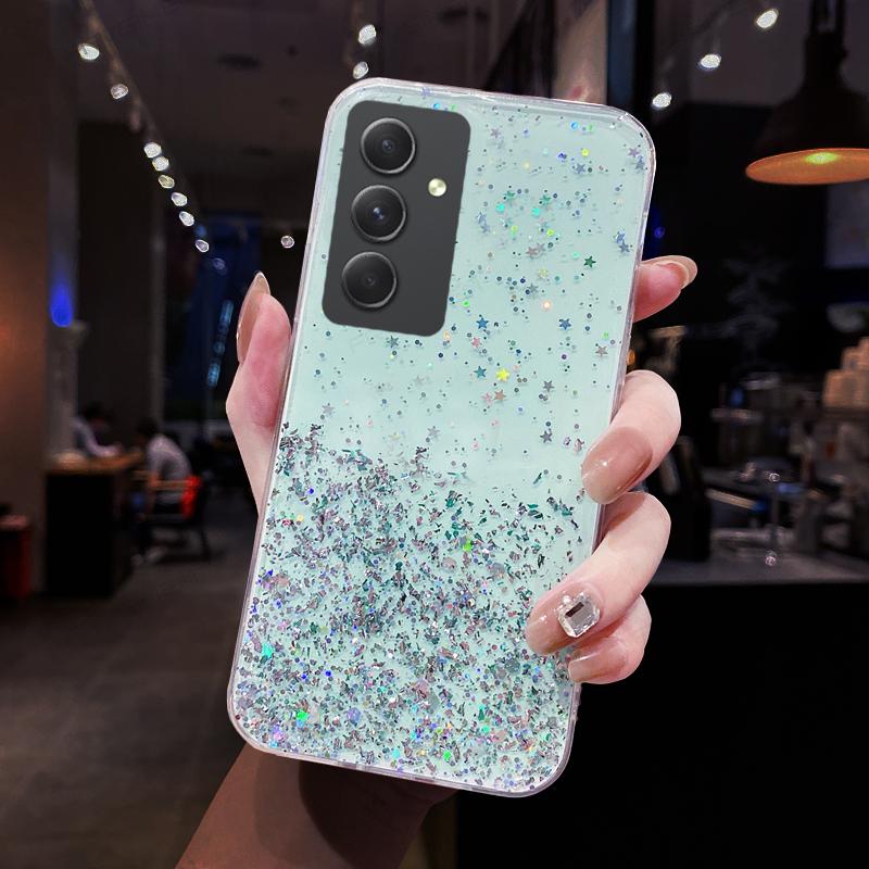 Милый ночной блестящий звездный блестящий мягкий чехол для телефона Samsung Galaxy A05 A05S A15 A55 A35 A06 A16 A26 A36 A54 5G S23 S25 S24+ Plus Ultra M23