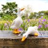 3pcs/set Resin Spary Water Duck Statues Miniature Fairy Garden Decorative Figurines Outdoor House Decorations for Garden Yard Fountain