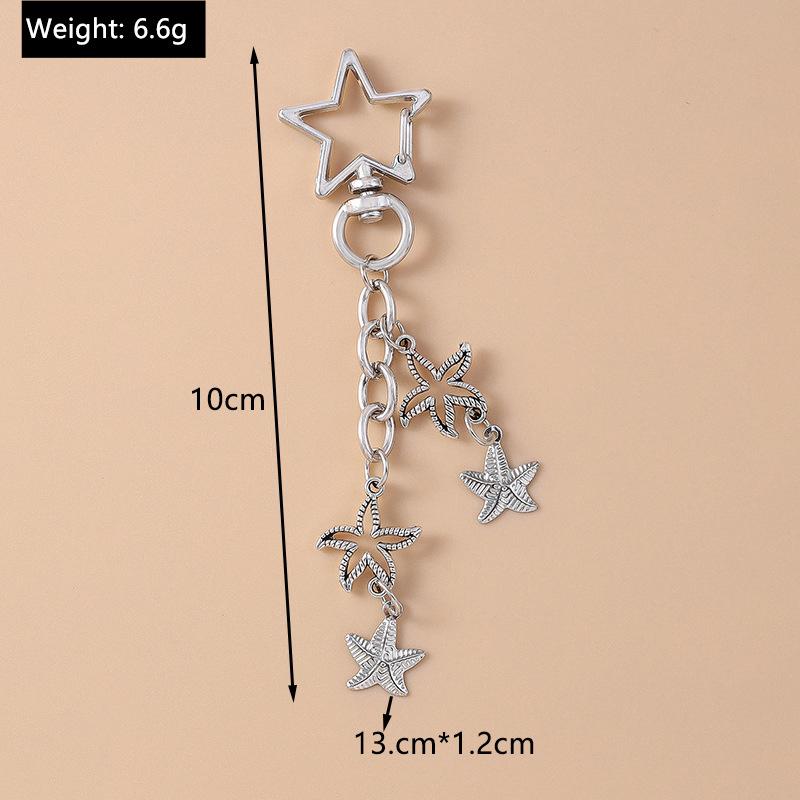 Alloy Love Heart Key Chain Shell Starfish Key Ring Pendants For Women Girls Handbag Decor Diy Handmade Jewelry Gifts