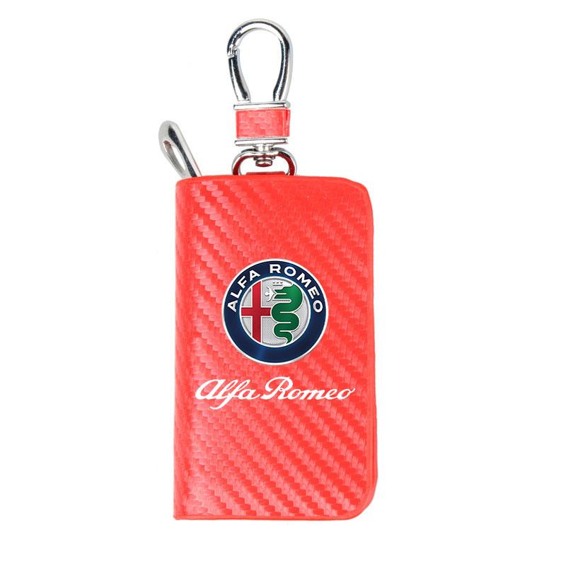 Car Case Keys Pouch Carbon Fiber Fabric Keychain Bag For Alfa Romeo STELVIO Giulia 159 Giulietta 147 Mito 156 MTO Sportiva Car zk7