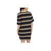 Vans Logo Print Color Block Striped Round Neck Short Sleeve Dress Women Dresses Black VN0A7RKOBLK