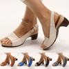 Summer New Women's Shoes Solid Color Block Heel Buckle Women's Sandals Plus Size Shoes Women