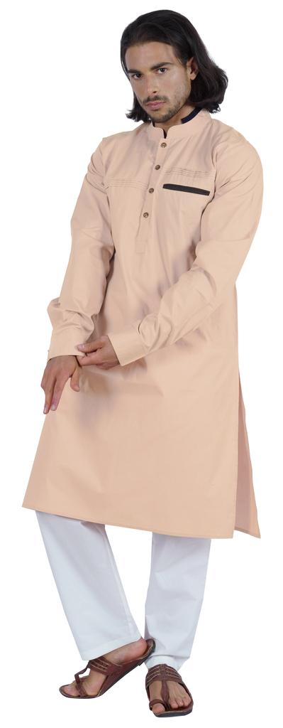 Atasi Мужская длинная однотонная кофта Henley с длинным рукавом и воротником-стойкой, этническая длинная