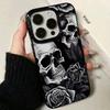 Чехол для телефона с дизайном "Череп и Роза", подходит для iPhone 17 16 15 14 13 12 11 Pro/Max/Plus, противоударная задняя крышка