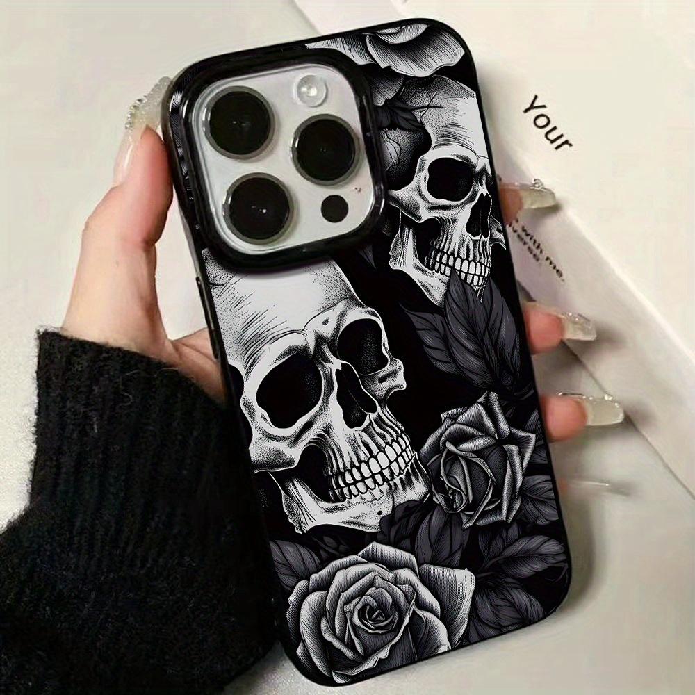 Чехол для телефона с дизайном "Череп и Роза", подходит для iPhone 17 16 15 14 13 12 11 Pro/Max/Plus, противоударная задняя крышка