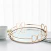 European Luxury Glass Mirror Tray: Metal Storage for Living Room, Coffee Table Decor, Tea & Water Cup Holder, Fruit Plate.