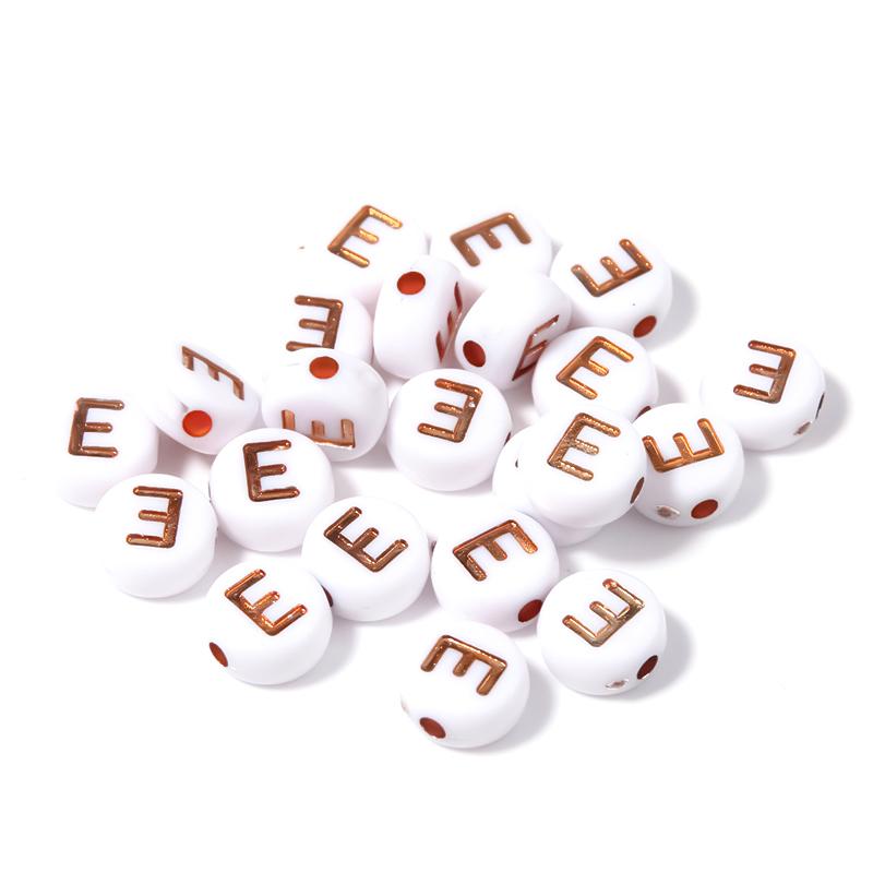 100Pcs 7mm Acrylic Alphabet Beads Rose Gold Letter Loose Flat Round Beads For Jewelry Making Findings DIY Bracelet Earrings Gift