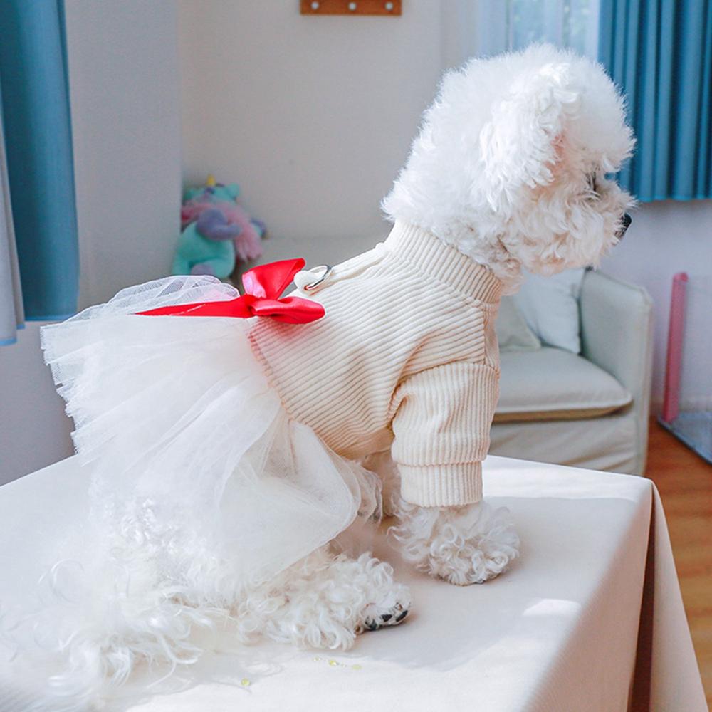 Dog Harness Dress with D Ring for Small Dogs Girl for Winter Dog Skirt