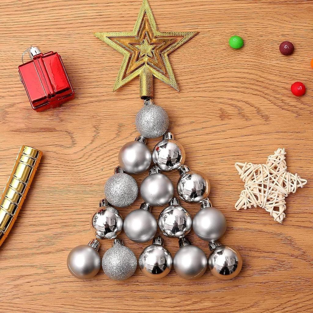 Pack of 24 Christmas Tree Decoration Balls Ornaments Hanging Props Xmas Tree Décor Accessories - Christmas Decorations Items for Home Office