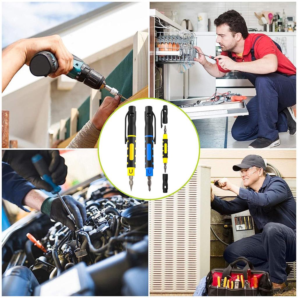 Многофункциональная отвертка 4 в 1 в виде ручки с магнитными наконечниками, двухсторонняя крестообразная плоская отвертка для кармана
