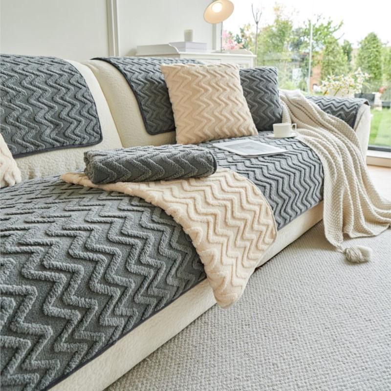 Зимний теплый чехол Funda Sofa Mats Living Home Нескользящий волнистый жаккардовый диван Подушка Чехлы для дивана