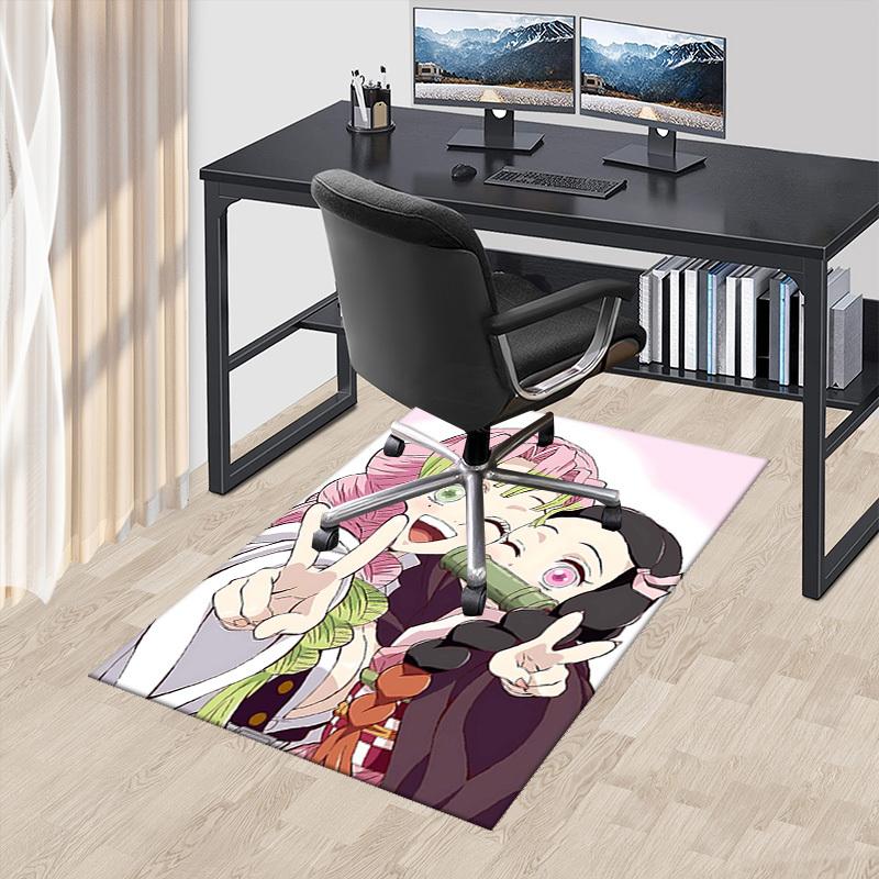 1pc Office Chair Mat - Demon Slayer Nezuko Kamado Pink Hair Decorative Rug for Home, Office, Living Room, Bedroom, Game Room & Dormitory - Non-Slip Ca
