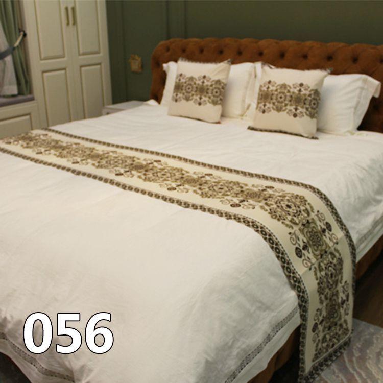 European Cotton and Linen Bed Flag with Diamond Shaped Flower Pattern Beds End Towel Hotel Homestay Special Bedding Bed End Cover Cushion Pillow