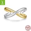 Color Separation Electroplated Metal Sense Staggered Opening Ring S925 Sterling Silver Line Interwoven Double-Layer Ring