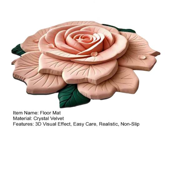 Floral Floor Mat Realistic 3D Visual Effect Flower Carpet Absorbent Floor Rug with Non-Slip Backing for Bedroom Entrance Living Room