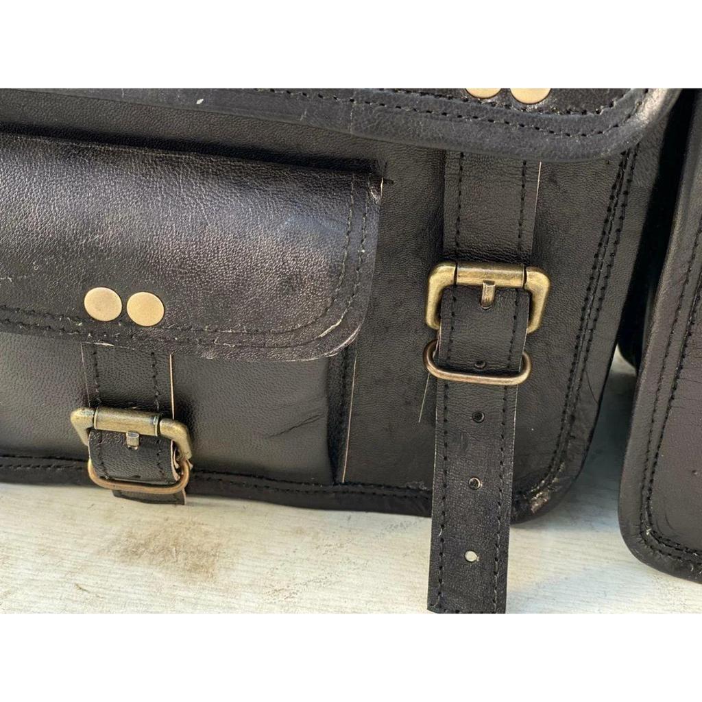 Кожаные мотоциклетные седельные сумки 4 черных кожаных боковых сумки Корзины 4 комбинированных сумки