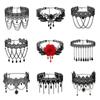 pcs Crystal Steampunk Style Boho Jewelry Gothic Necklace Gemstone Pendant Collar Chocker Black Lace