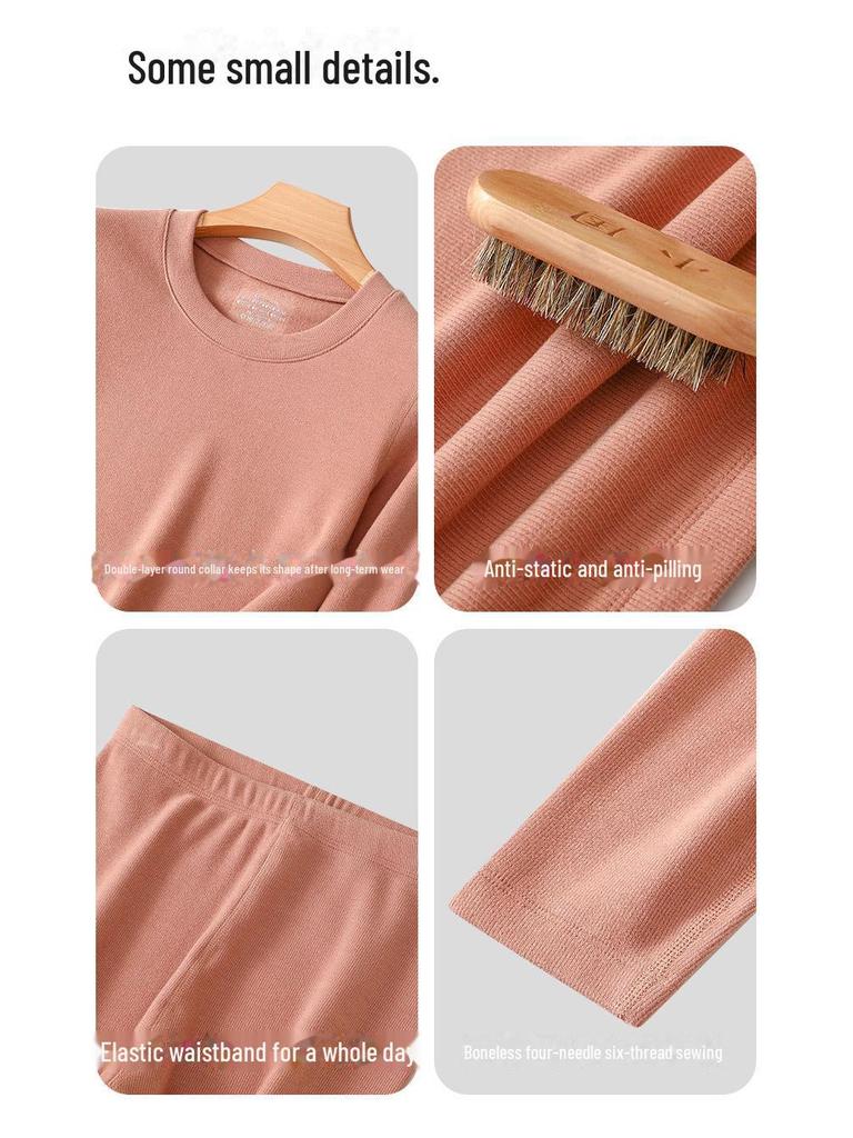 Женский теплый бархатный костюм с круглым воротником и гиалуроновой кислотой, тип А, облегающий согревающий топ и брюки на осень.