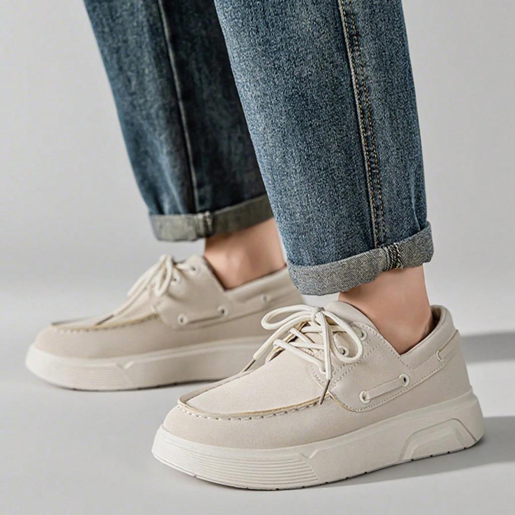 Fashion Leather Casual Men's Shoes Comfortable Wallking Sneakers Lace Up Non Slip Wear Daily Business Preppy Platform Shoes