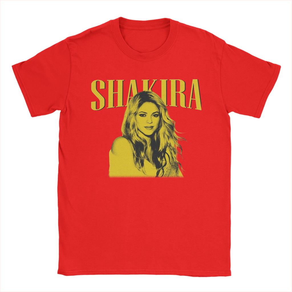Vintage Pop Singer Shakira TShirts for Unisex Round Neck Pure Cotton T Shirt Short Sleeve Tee Shirt Plus Size Tops