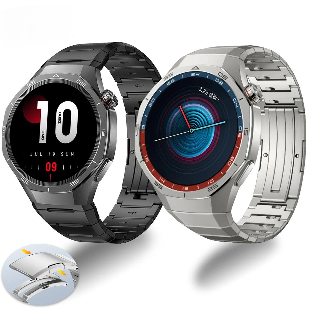 No Gaps Luxury Titanium Alloy Strap for Huawei Watch GT5 GT4 GT3 GT2 Pro Stainless Steel Metal Band for Huawei Watch 4 Pro Huami Amazfit Style Strap
