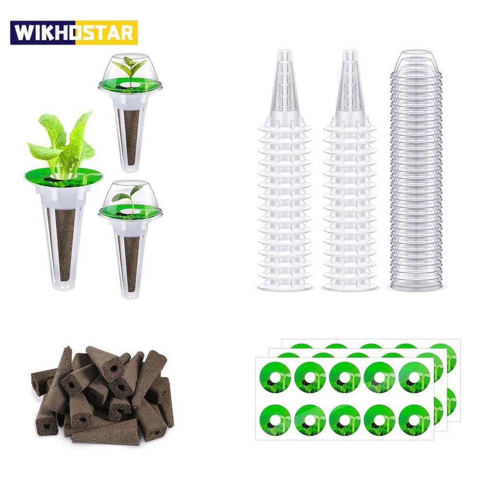 120 шт. гидропонных садовых аксессуаров, набор стручков, включая корзины для выращивания, прозрачные изоляционные крышки, губки для выращивания растений, этикетки для SE