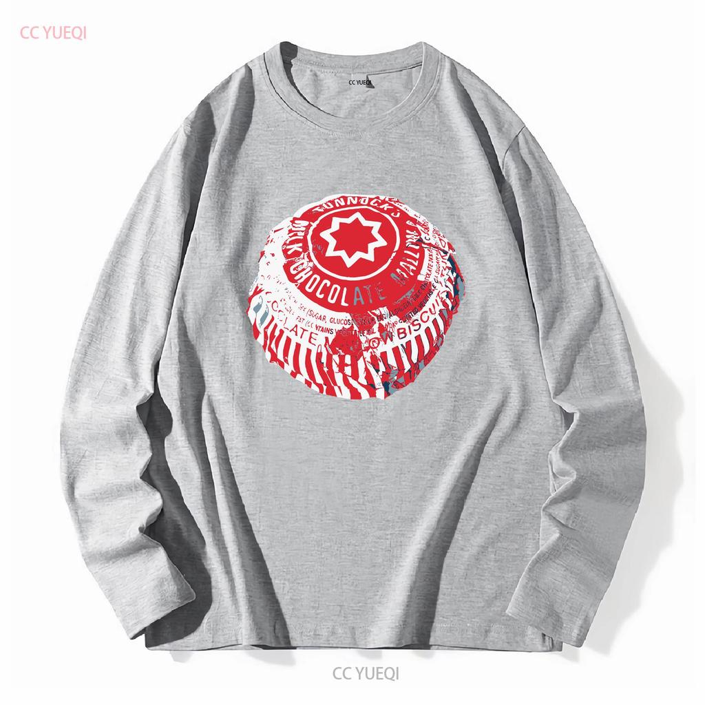 Tunnocks Tea Cake Pop Art White and Red Design T Shirt long or short sleeves vintage Washed designer clothes Comfortable
