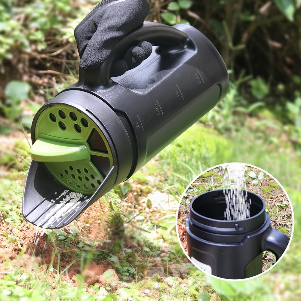 Ручной разбрасыватель семян с емкостью 80 унций, регулируемыми отверстиями для удобрения газона, соли, таяния льда, эффективного использования в саду